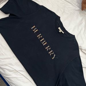 Black mens Burberry Logo T Shirt XXL